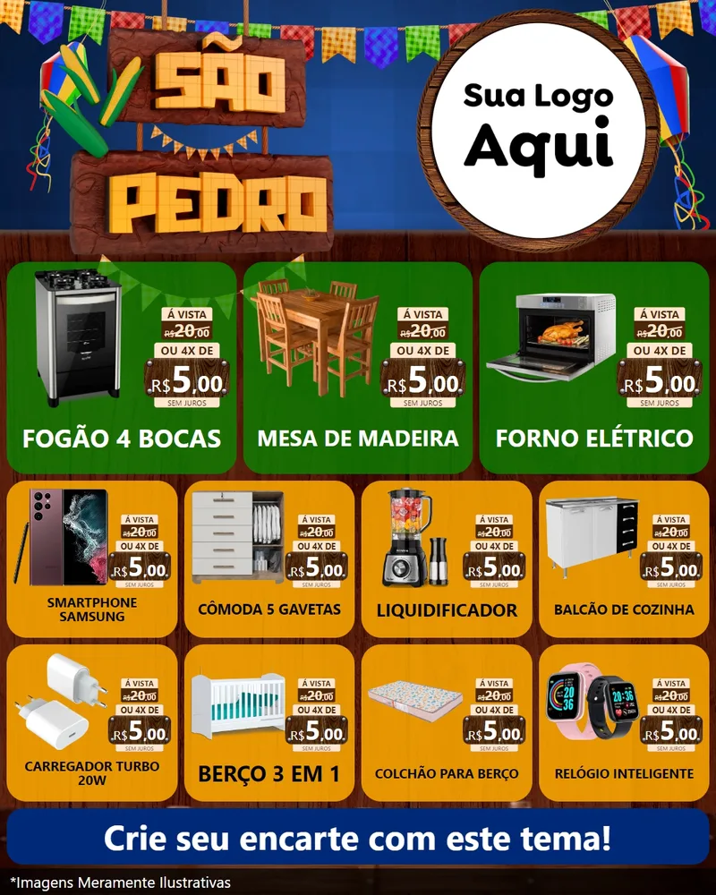 Modelo de Rede Social para Feed Instagram com o tema São Pedro para Móveis e Eletro