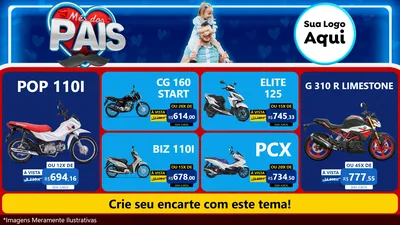 Modelo de TV para TV Horizontal com o tema Mês Dos Pais para Concessionaria de Motos