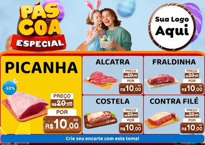Modelo de Encarte para Encarte A4 Horizontal com o tema Páscoa Especial para Açougue