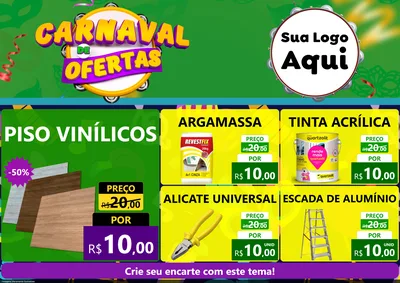 Modelo de Encarte para Encarte A4 Horizontal com o tema Carnaval de Ofertas para Material para Construção