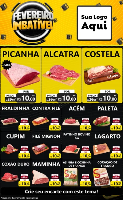 Modelo de Encarte para Encarte Grande com o tema Fevereiro Imbatível para Açougue