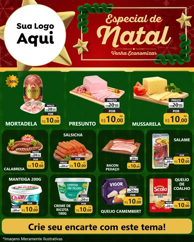 Modelo de Rede Social para Feed Instagram com o tema Especial de Natal para Frios e Laticínios