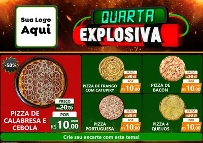 Modelo de Encarte para Encarte A4 Horizontal com o tema Quarta Explosiva para Pizzaria