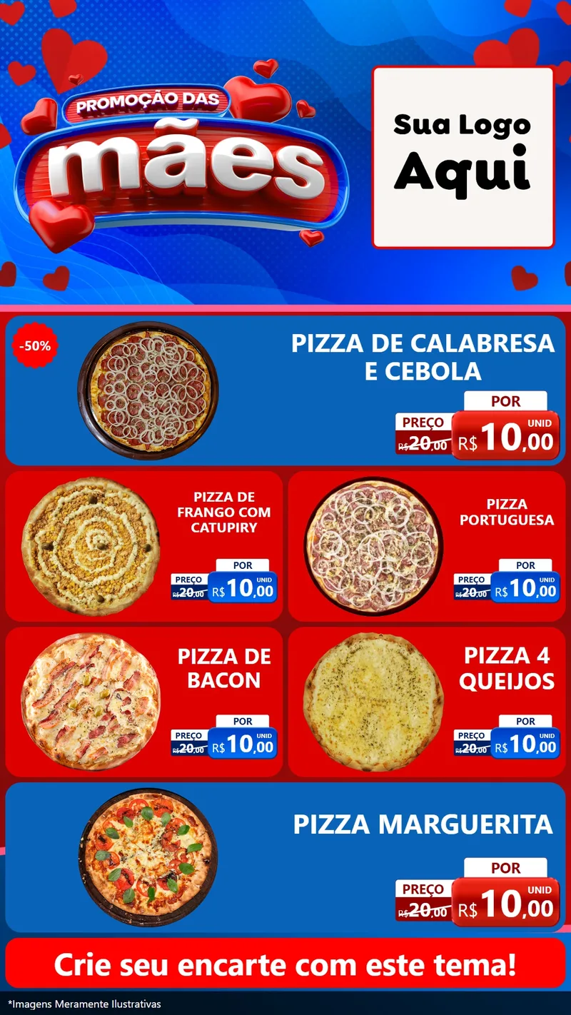 Modelo de TV para TV Vertical com o tema Promoção das Mães para Pizzaria