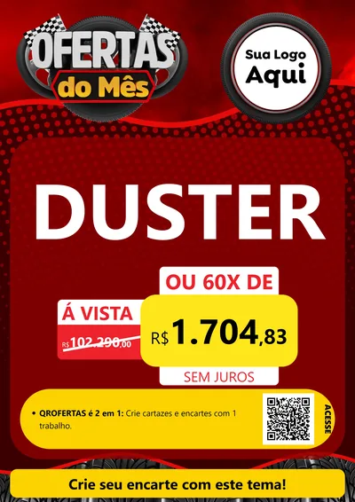 Modelo de Cartaz para Cartaz A4 Vertical com o tema Ofertas do Mês - Autopeças para Concessionaria de Carros