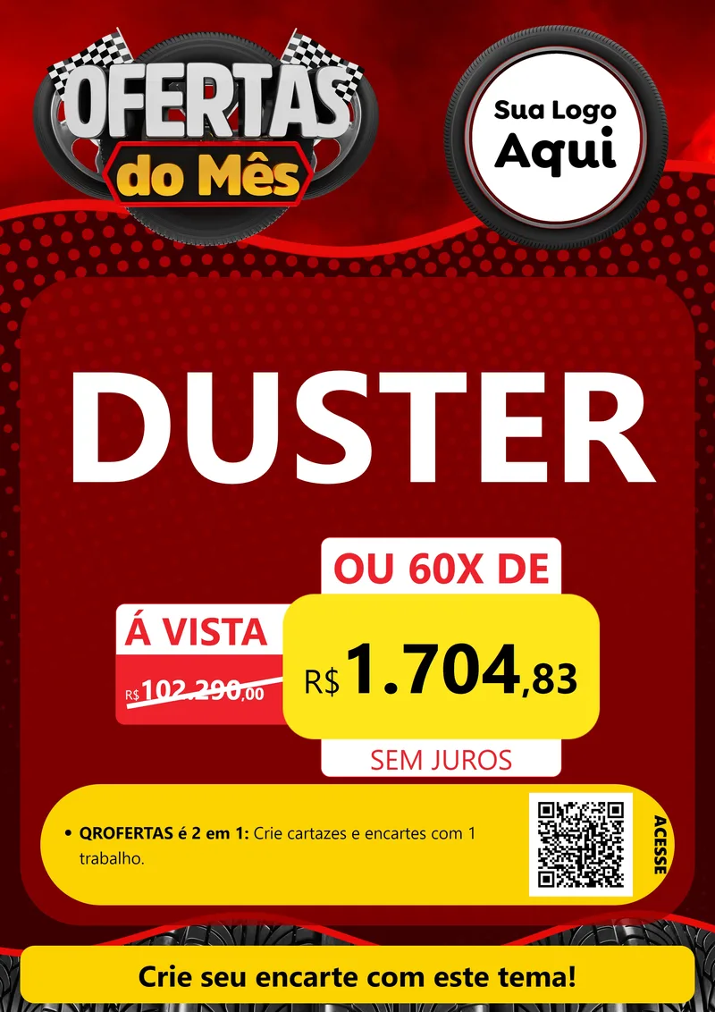 Modelo de Cartaz para Cartaz A4 Vertical com o tema Ofertas do Mês - Autopeças para Concessionaria de Carros