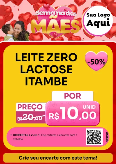 Modelo de Cartaz para Cartaz A4 Vertical com o tema Semana Das Mães para Frios e Laticínios