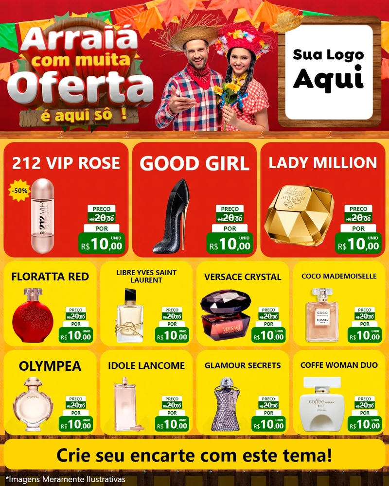 Modelo de Rede Social para Feed Instagram com o tema Arraiá Com Muita Oferta - É Aqui Sô! para Perfumes