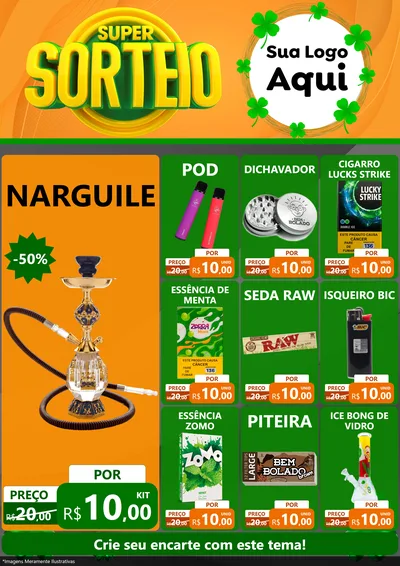 Modelo de Encarte para Encarte A4 Vertical com o tema Super Sorteio para Tabacaria
