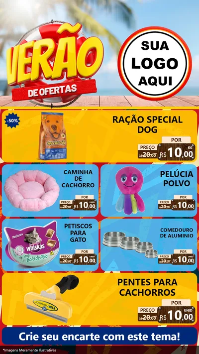 Modelo de TV para TV Vertical com o tema Verão de Ofertas para Pet Shop