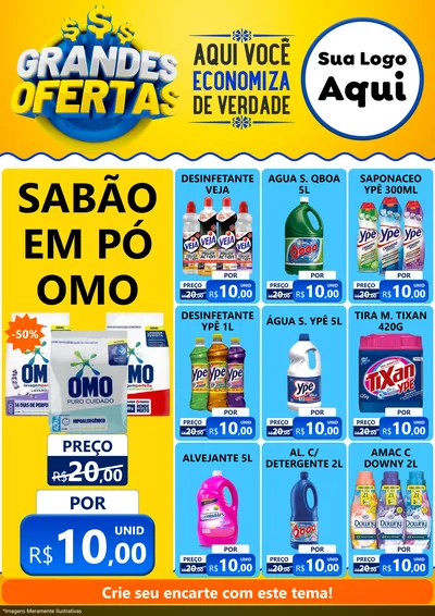 Modelo de Encarte para Encarte A4 Vertical com o tema Grandes Ofertas para Produtos de Limpeza