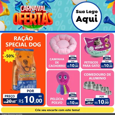 Modelo de Rede Social para Feed Facebook com o tema Carnaval de Ofertas para Pet Shop