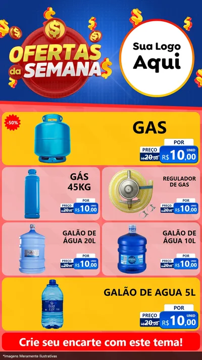 Modelo de TV para TV Vertical com o tema Ofertas Da Semana para Água e gás