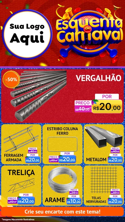 Modelo de Rede Social para Stories com o tema Esquenta de Carnaval para Ferragens