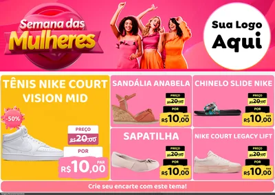 Modelo de Encarte para Encarte A4 Horizontal com o tema Semana das Mulheres para Calçados