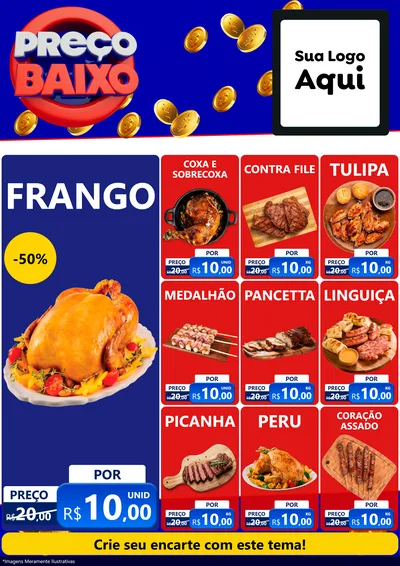 Modelo de Encarte para Encarte A4 Vertical com o tema Preço Baixo para Assados