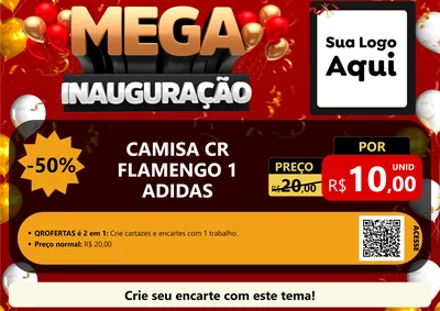 Modelo de Cartaz para Cartaz A4 Horizontal com o tema Mega Inauguração para Roupas e acessórios