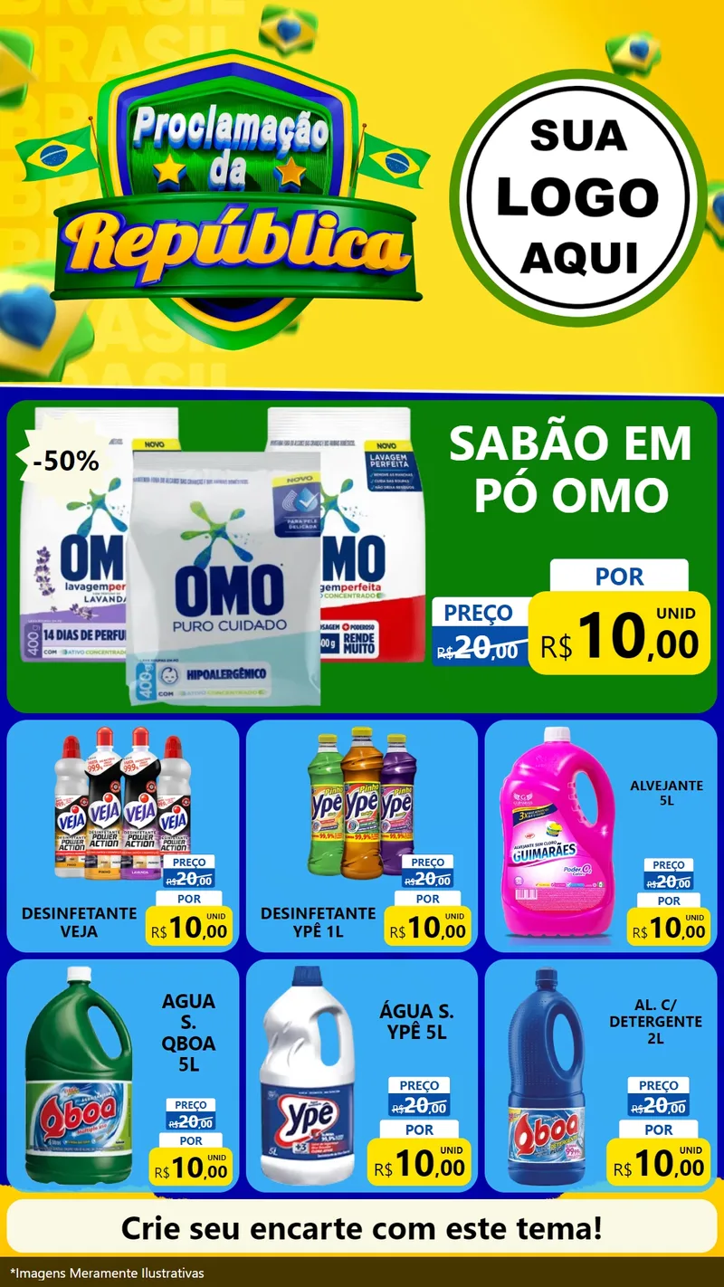 Modelo de Rede Social para Stories com o tema Proclamação da República para Produtos de Limpeza