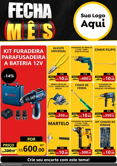 Modelo de Encarte para Encarte A4 Vertical com o tema Fecha Mês para Maquinas e Ferramentas