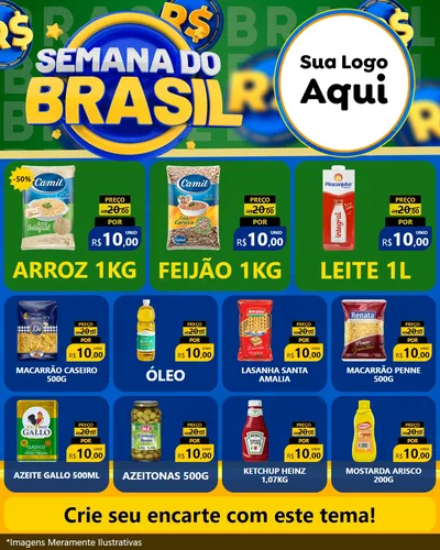 Modelo de Rede Social para Feed Instagram com o tema Semana Do Brasil para Supermercado