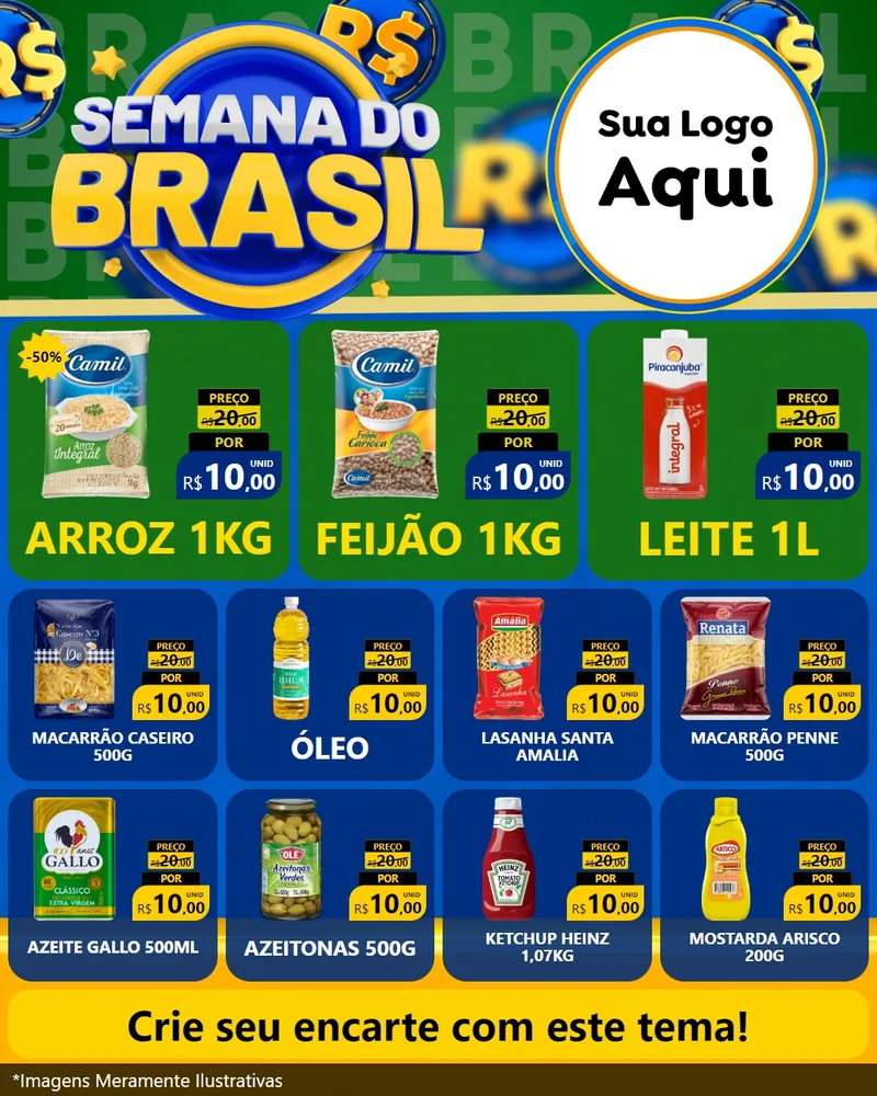 Modelo de Rede Social para Feed Instagram com o tema Semana Do Brasil para Supermercado