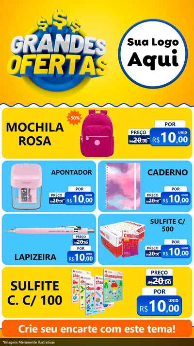 Modelo de TV para TV Vertical com o tema Grandes Ofertas para Papelaria