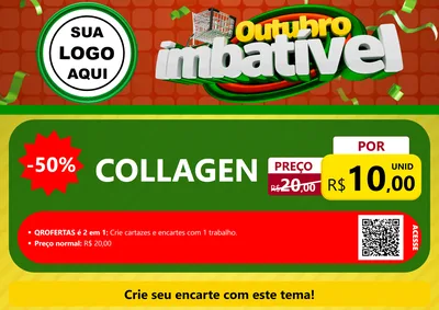Modelo de Cartaz para Cartaz A4 Horizontal com o tema Outubro Imbatível para Suplementos alimentares