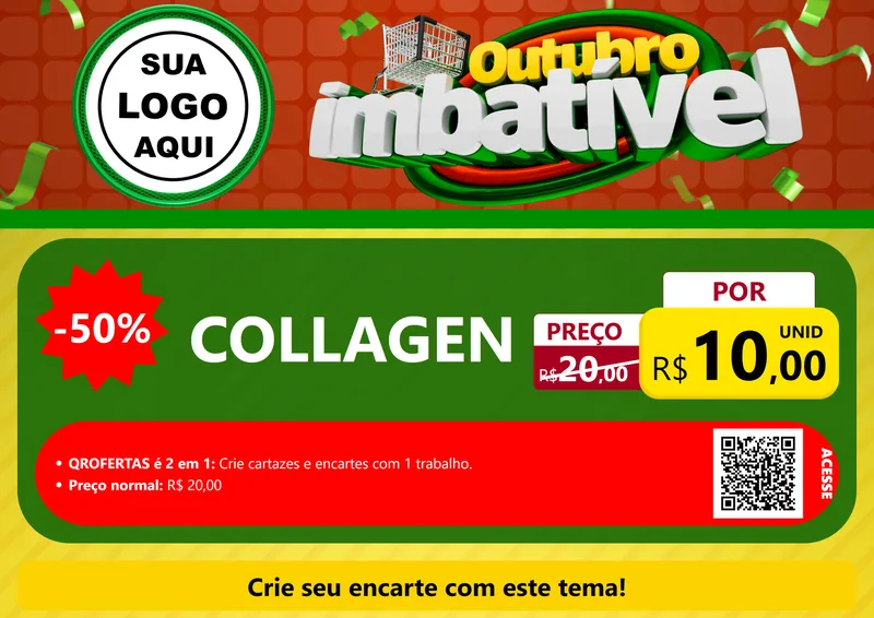 Modelo de Cartaz para Cartaz A4 Horizontal com o tema Outubro Imbatível para Suplementos alimentares