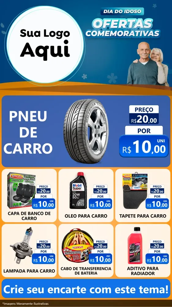 Modelo de Rede Social para Stories com o tema Dia do Idoso para Auto peças