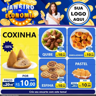 Modelo de Rede Social para Feed Facebook com o tema Janeiro da Economia para Salgadaria