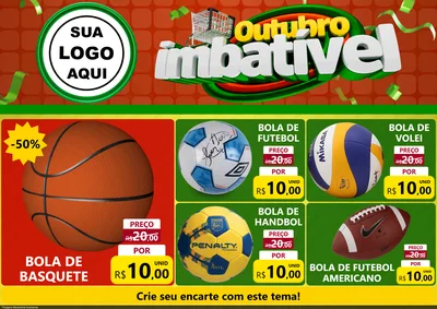 Modelo de Encarte para Encarte A4 Horizontal com o tema Outubro Imbatível para Artigos Esportivos