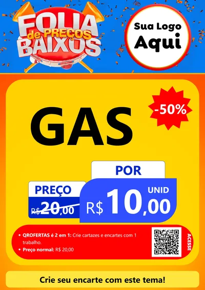 Modelo de Cartaz para Cartaz A4 Vertical com o tema Folia de Preços Baixos para Água e gás