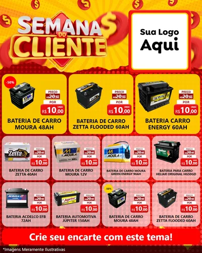 Modelo de Rede Social para Feed Instagram com o tema Semana do Cliente para Baterias Elétricas