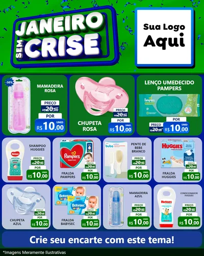 Modelo de Rede Social para Feed Instagram com o tema Janeiro Sem Crise para Bebês