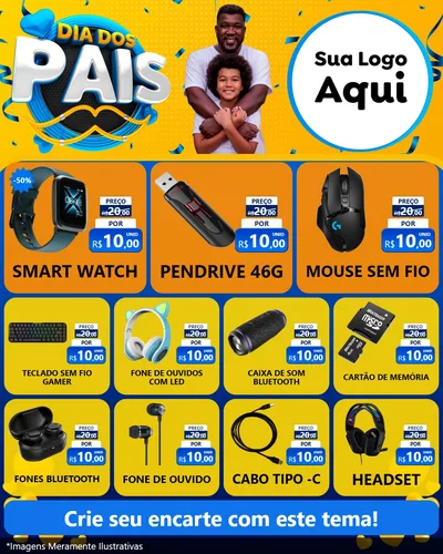 Modelo de Rede Social para Feed Instagram com o tema Dia dos Pais para Informática