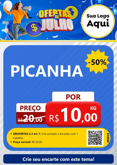Modelo de Cartaz para Cartaz A4 Vertical com o tema Ofertas de Julho para Açougue