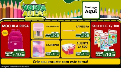 Modelo de TV para TV Horizontal com o tema Volta às Aulas para Papelaria