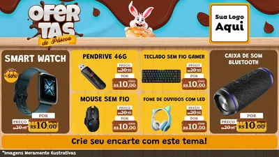 Modelo de TV para TV Horizontal com o tema Ofertas de Páscoa para Informática