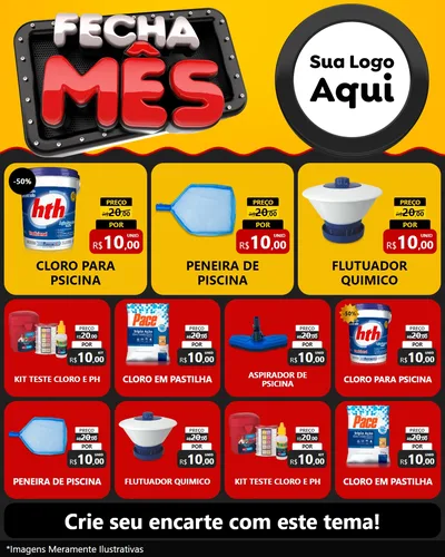Modelo de Rede Social para Feed Instagram com o tema Fecha Mês para Produtos para Piscina