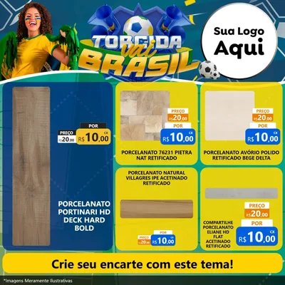 Modelo de Rede Social para Feed Facebook com o tema Torcida Vai Brasil - Copa para Pisos e revestimentos