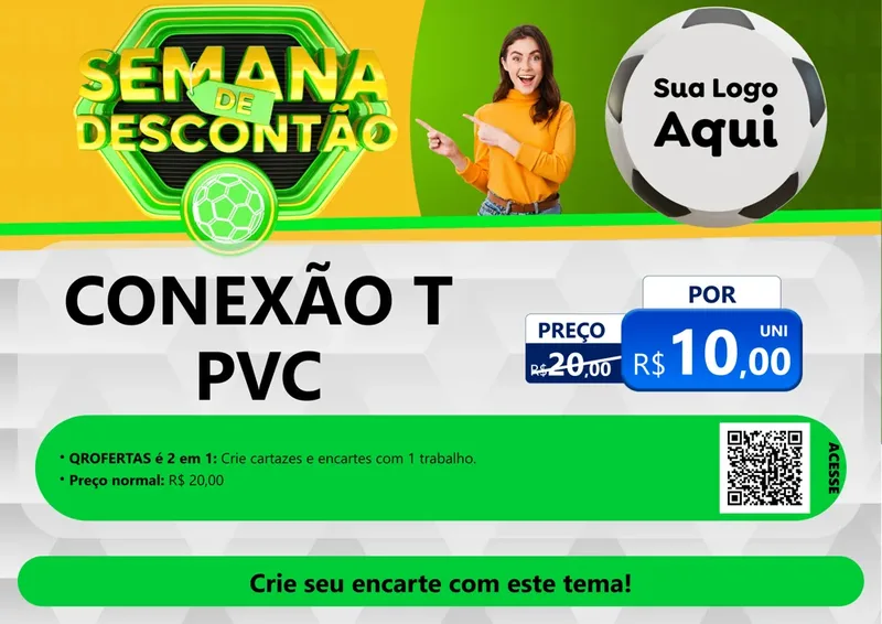 Modelo de Cartaz para Cartaz A4 Horizontal com o tema Semana de Descontão - Copa para Tubos e conexões