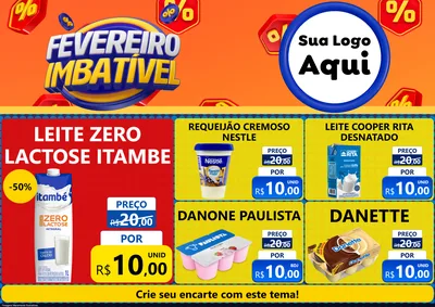 Modelo de Encarte para Encarte A4 Horizontal com o tema Fevereiro Imbatível para Frios e Laticínios
