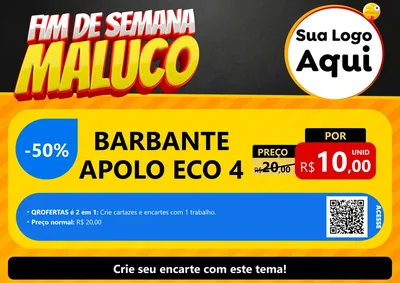 Modelo de Cartaz para Cartaz A4 Horizontal com o tema Final de Semana Maluco para Armarinho e Aviamentos