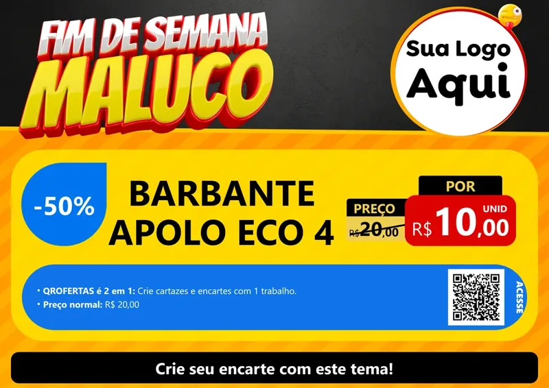 Modelo de Cartaz para Cartaz A4 Horizontal com o tema Final de Semana Maluco para Armarinho e Aviamentos