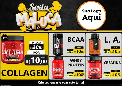 Modelo de Encarte para Encarte A4 Horizontal com o tema Sexta Maluca para Suplementos alimentares