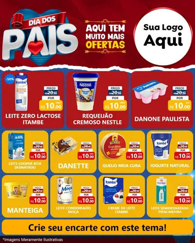 Modelo de Rede Social para Feed Instagram com o tema Dia dos Pais para Frios e Laticínios