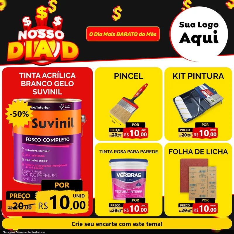 Modelo de Rede Social para Feed Facebook com o tema Nosso Dia D para Tintas e Ferramentas