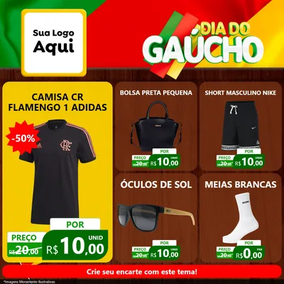 Modelo de Rede Social para Feed Facebook com o tema Dia do Gaúcho para Roupas e acessórios