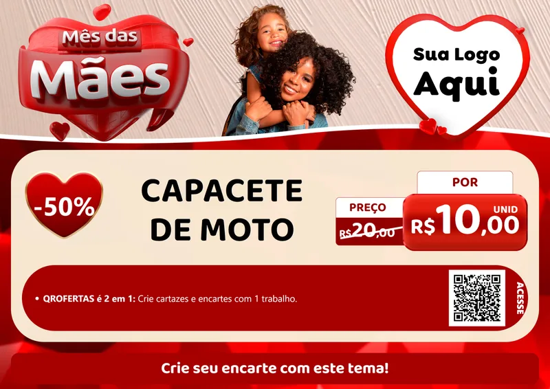 Modelo de Cartaz para Cartaz A4 Horizontal com o tema Mês das Mães para Moto peças