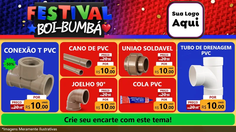 Modelo de TV para TV Horizontal com o tema Festival Boi-Bumbá para Tubos e conexões